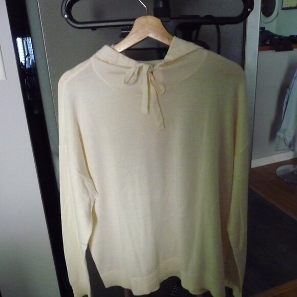MEMBERS MARK LUXURY CASHMERE BLEND OVERSIZED IVORY COLOR HOODIE EXELLENT SIZE L - Picture 1 of 4